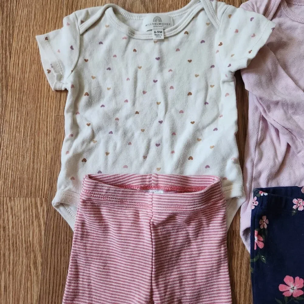 Baby Girl 6 Months Fall Winter Clothing Lot 7 Pieces Short, Long Sleeves, Pants
